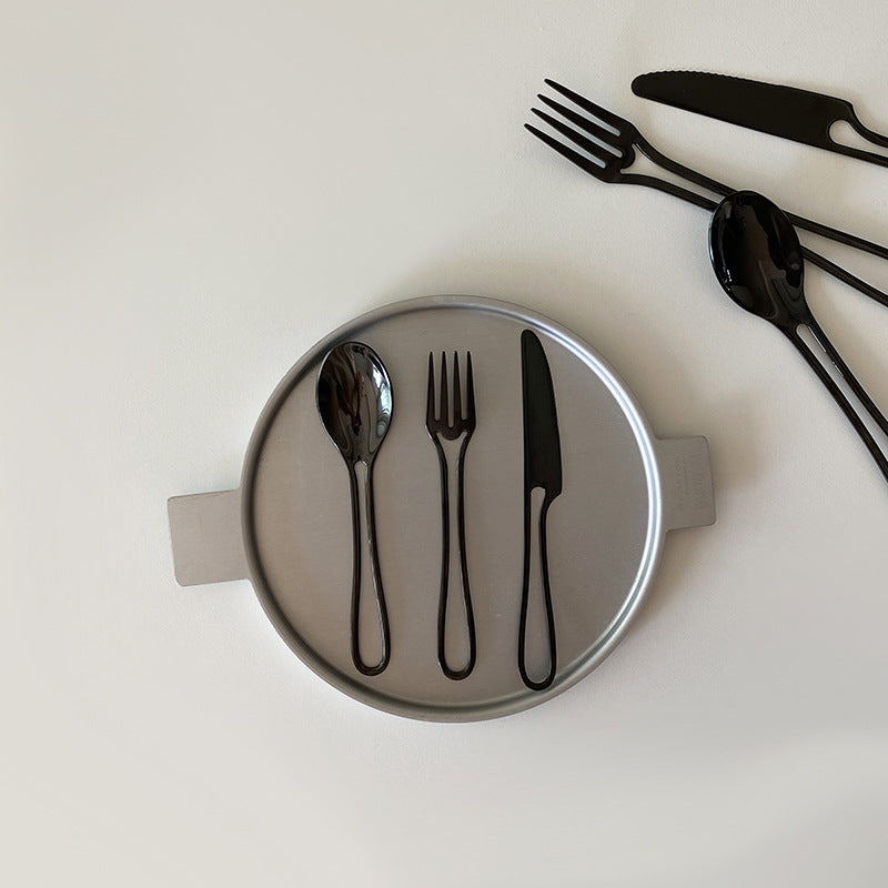 Ins Style Simple Western Cutlery Stainless Steel Dessert Tableware Hollow Geometric Shape Tableware