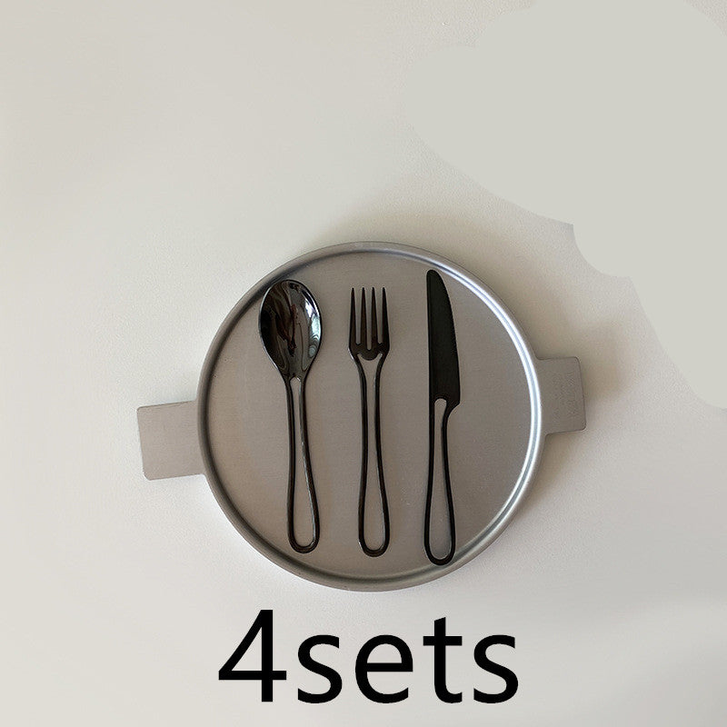Ins Style Simple Western Cutlery Stainless Steel Dessert Tableware Hollow Geometric Shape Tableware